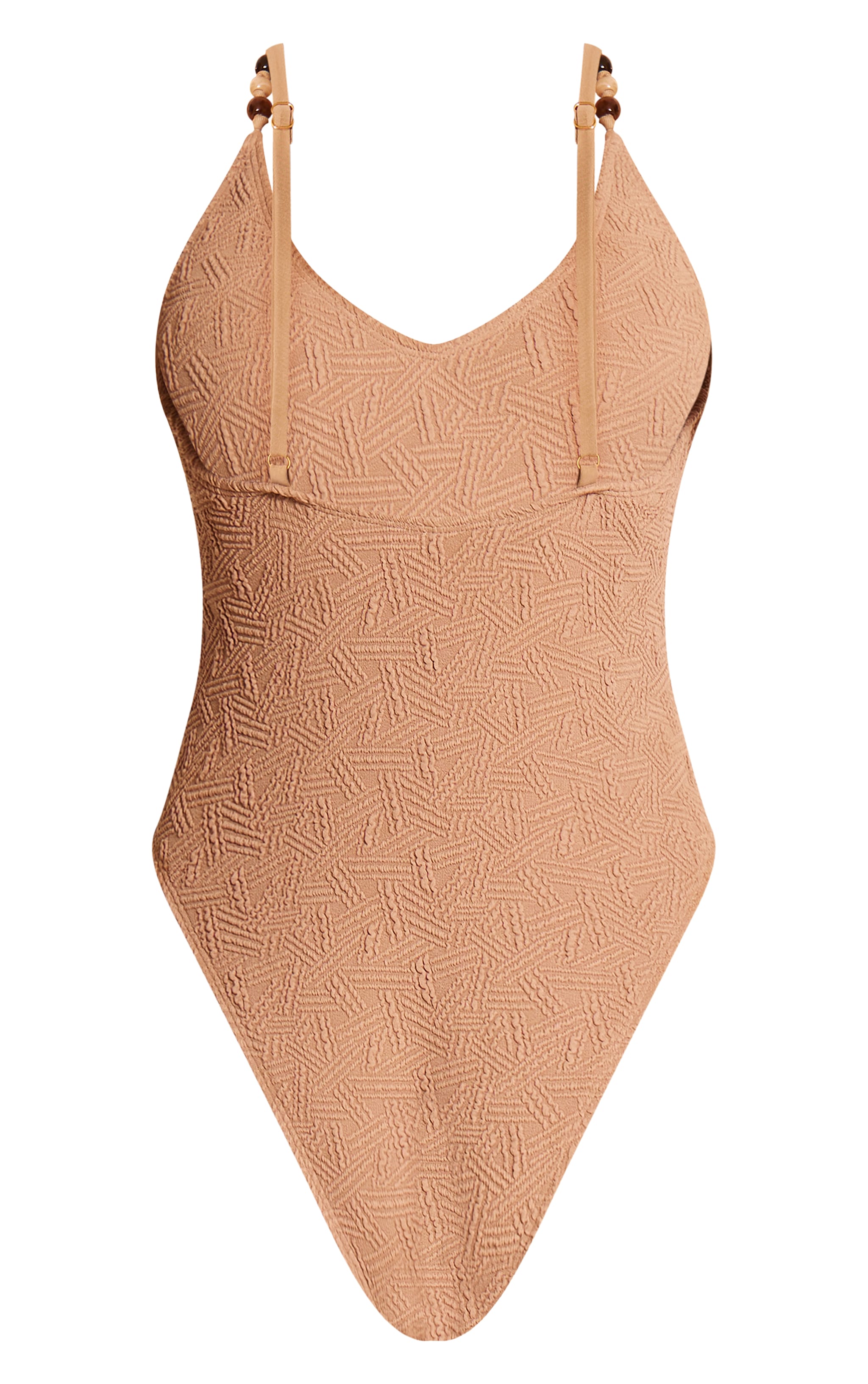 Stone Textured Bead Trim Plunge Swimsuit image 6