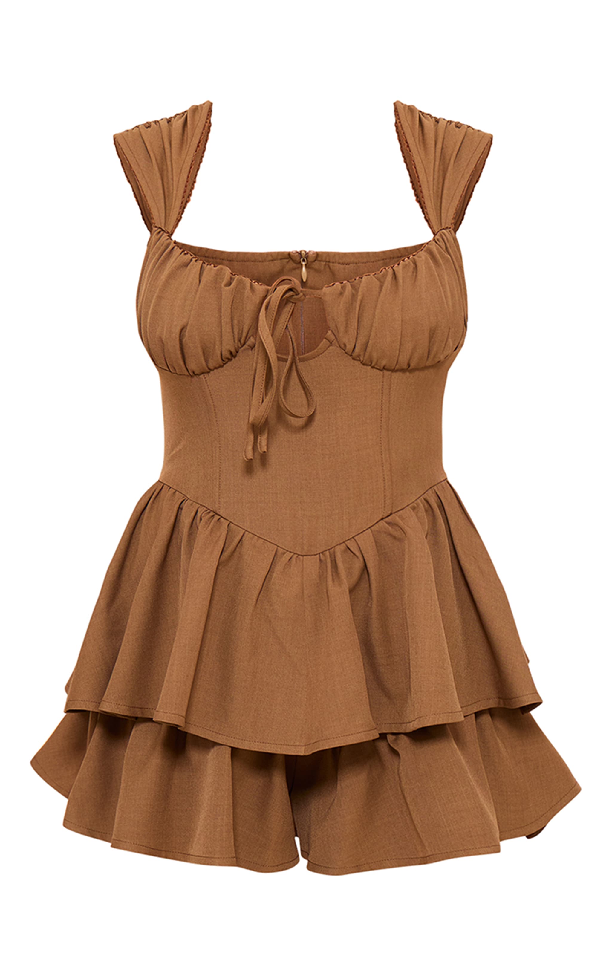 Sage Khaki Twill Tie Front Corset Rara Romper image 5