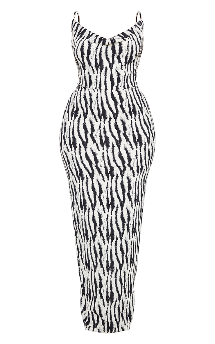 Plus Zebra Print Satin Cowl Neck Midaxi Dress Multi