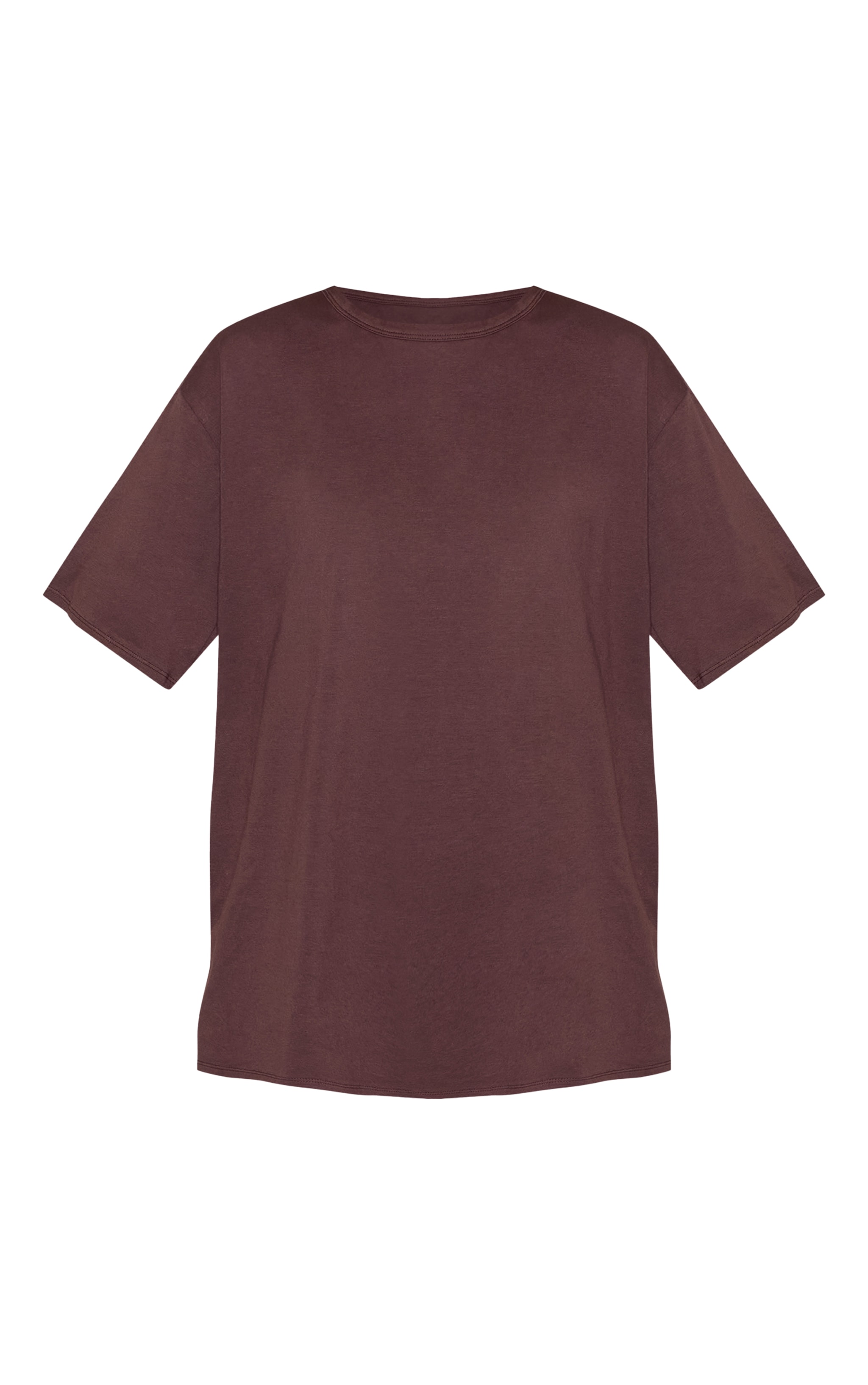 Dark Chocolate Cotton Basic Oversized T-shirt image 5