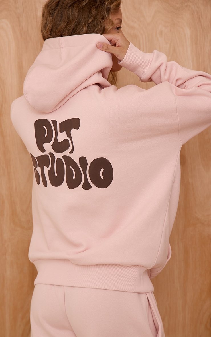 Pink PLT Studio Print Oversized Hoodie