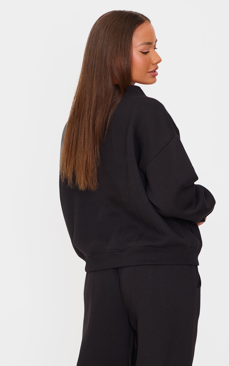 Petite Black Button Up Side Pocket Sweatshirt image 2