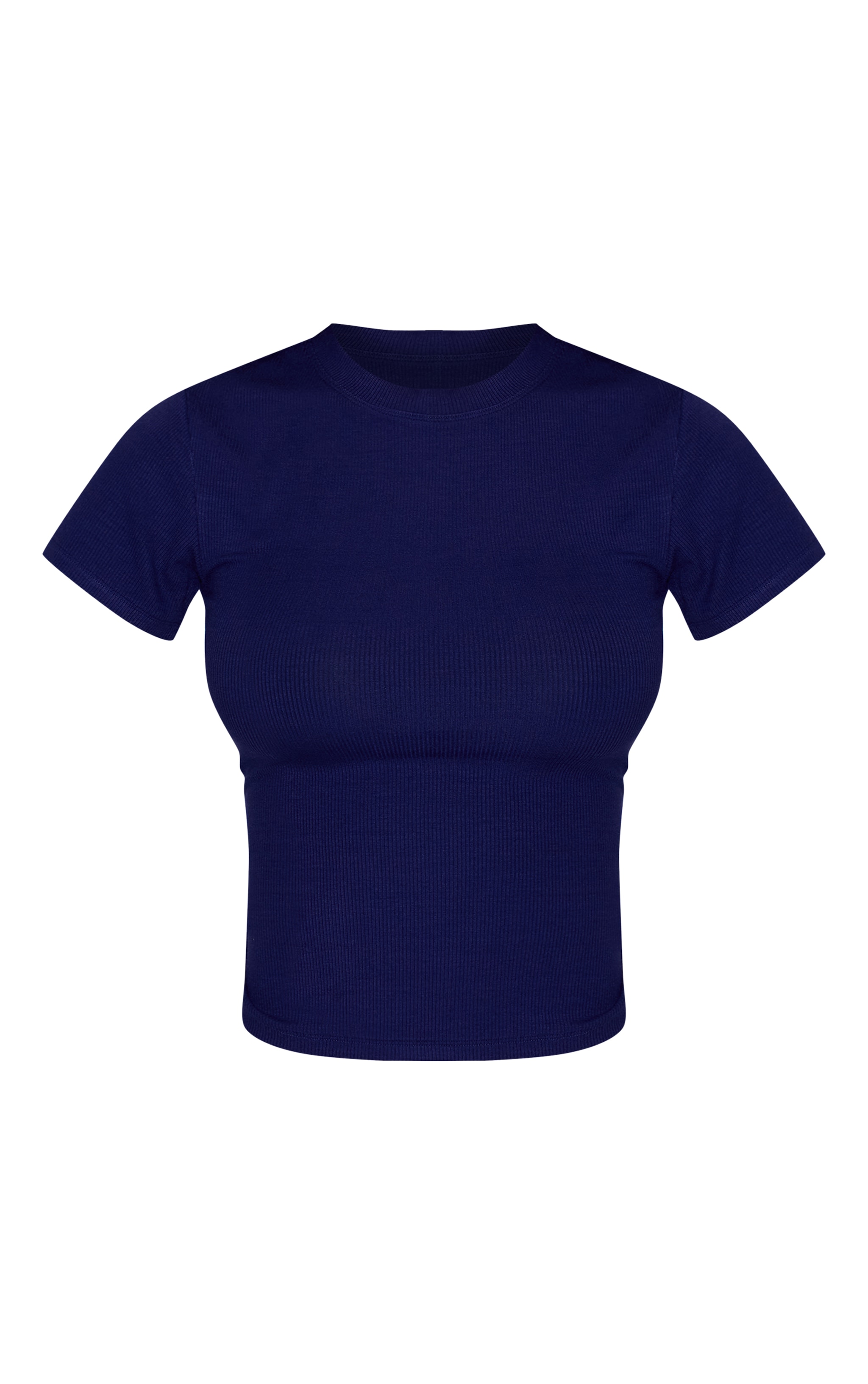 Indigo Blue Soft Rib Crew Neck Short Sleeve Top image 5