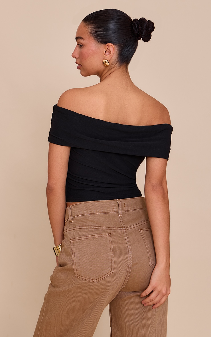 Black Soft Touch Bardot Long Top image 2