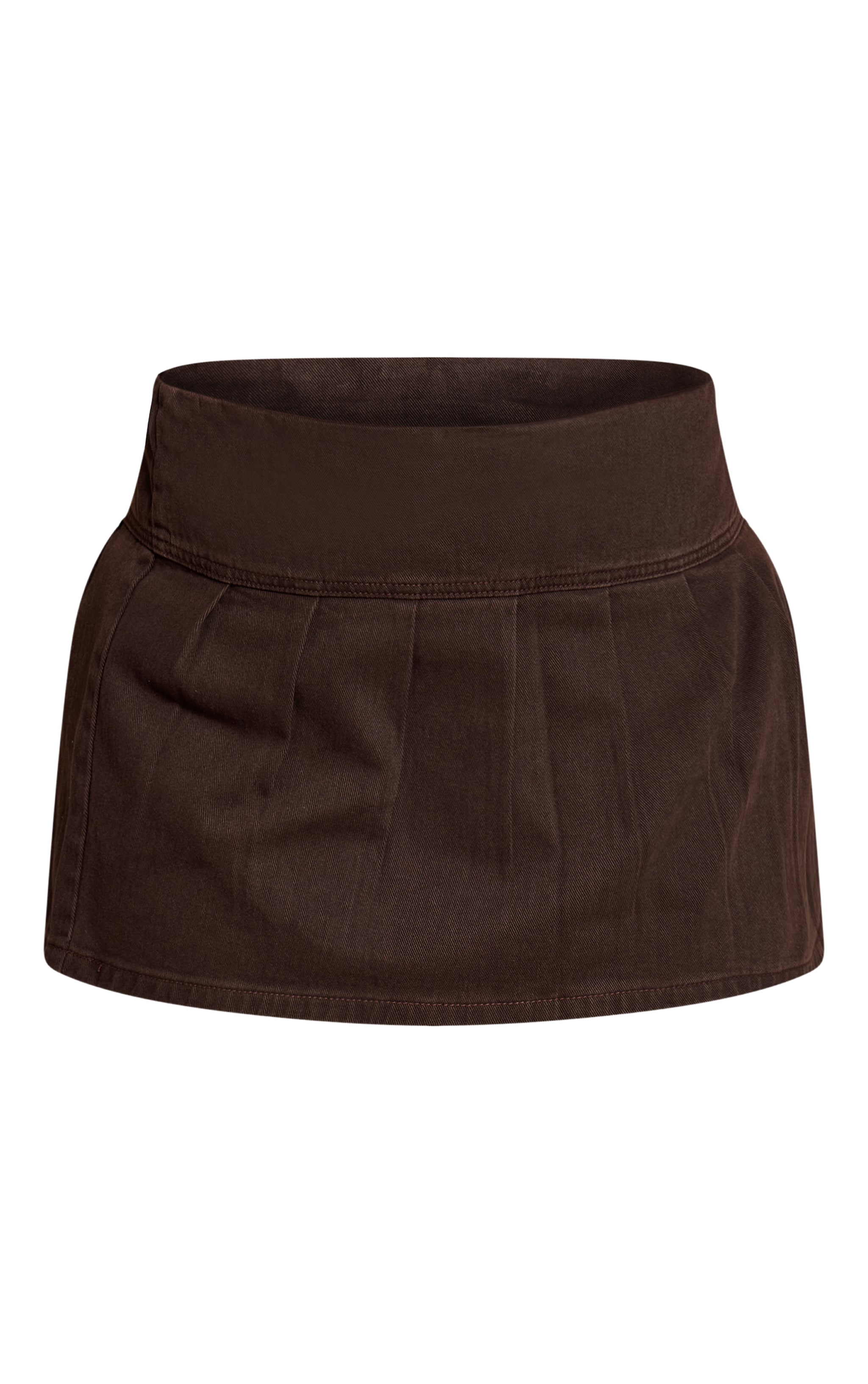 Plus Dark Chocolate Floaty Pleated Denim Mini Skirt image 6