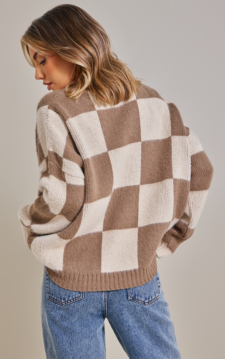 Mocha Brushed Oversized Check Jumper image 2