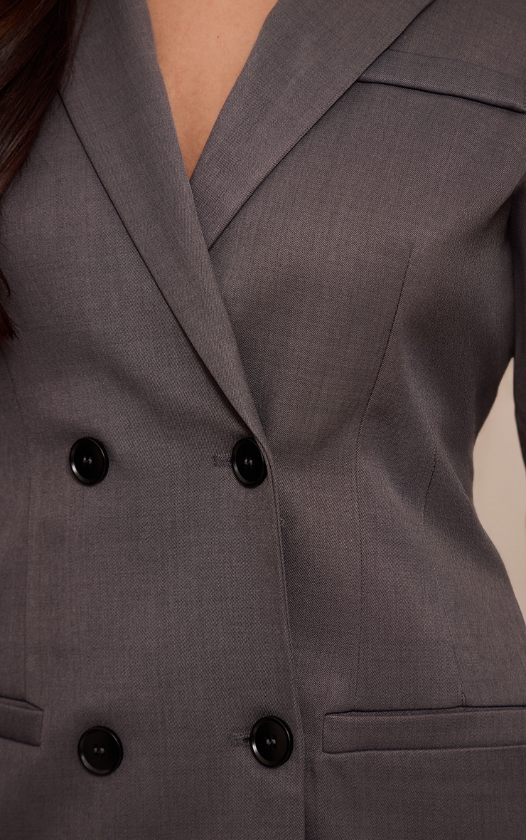 Charcoal Tailored Long Sleeve Cinched Waist Blazer Dress image 4