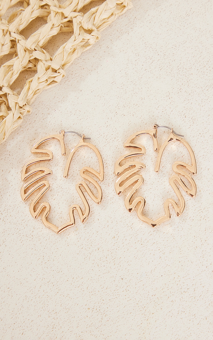 Gold Palm Leaf Statement Earrings image 2