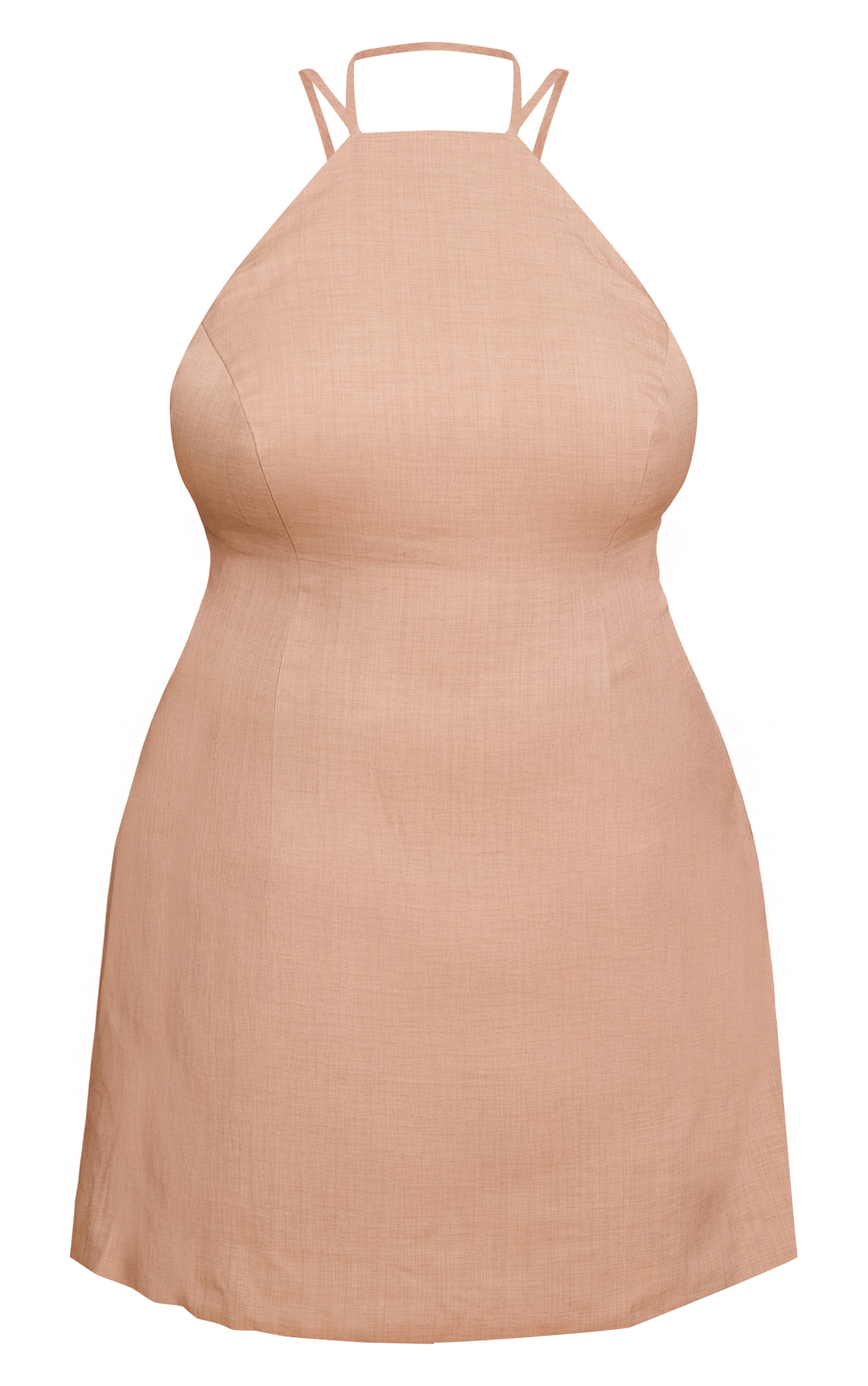 Plus Stone Woven Halter Neck A- Line Mini Dress image 5