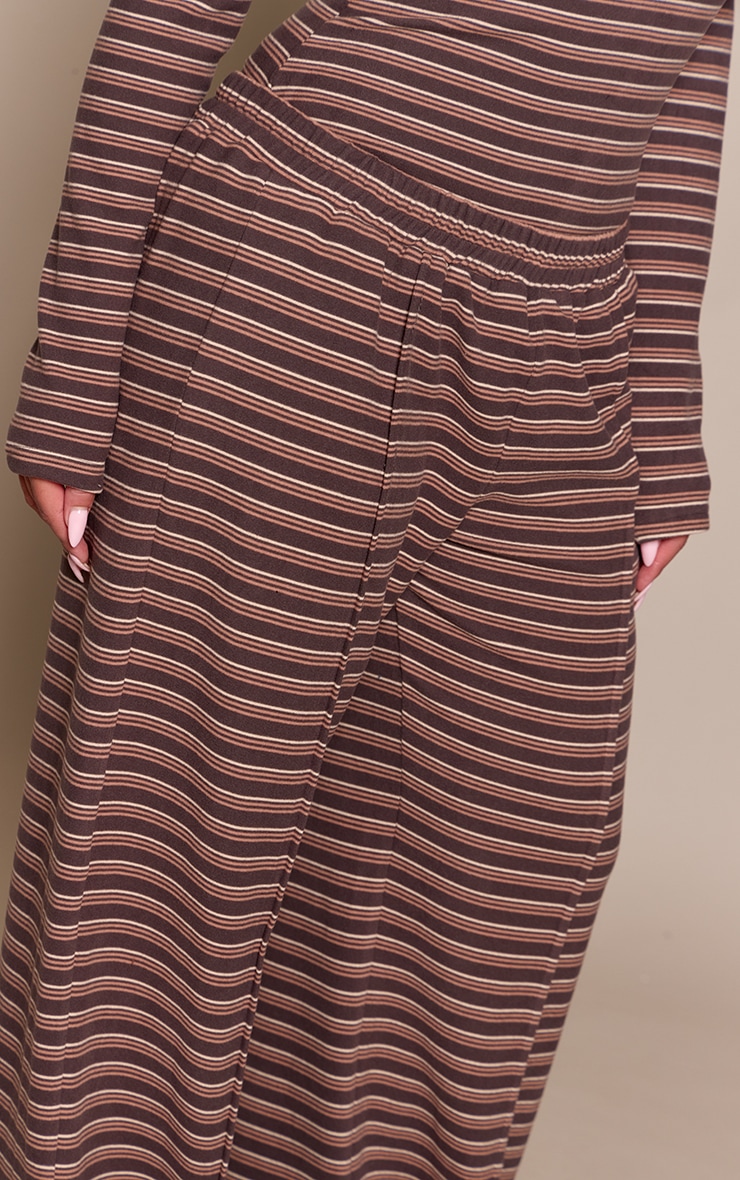 Shape Chocolate Striped Wide Leg Seam Detail Sweatpant  image 4