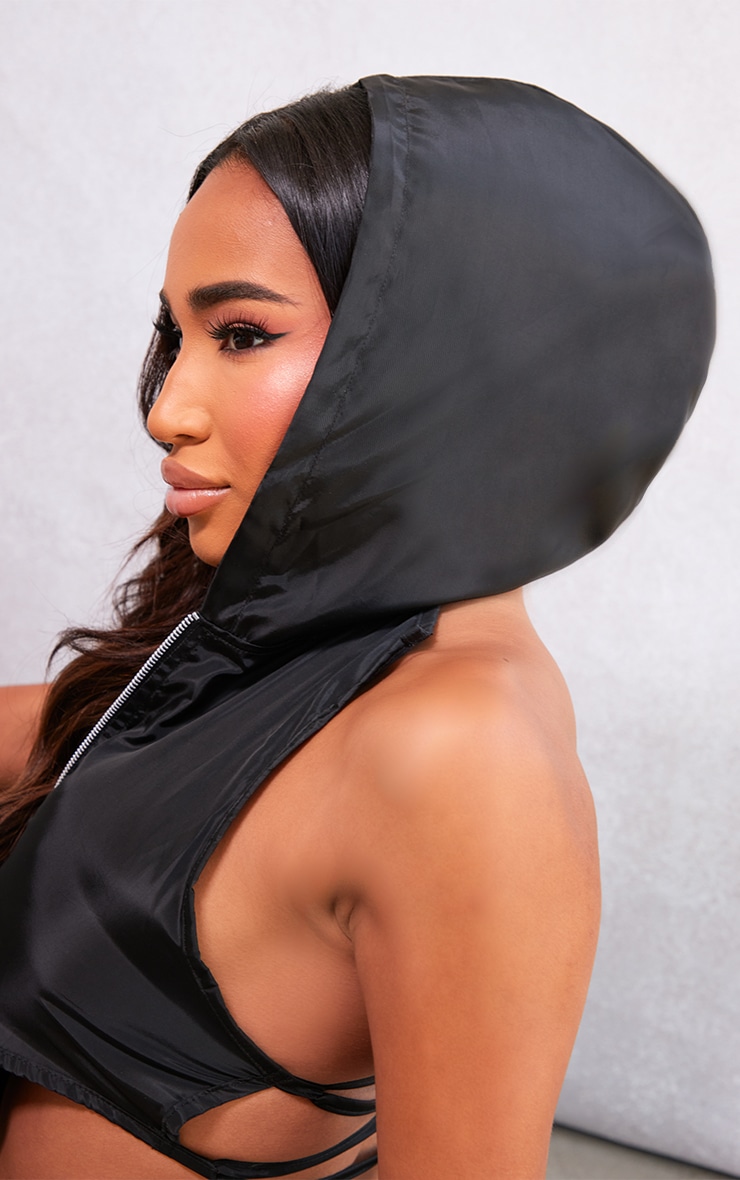 Shape Black Shell Hooded Open Back Crop Jacket image 4