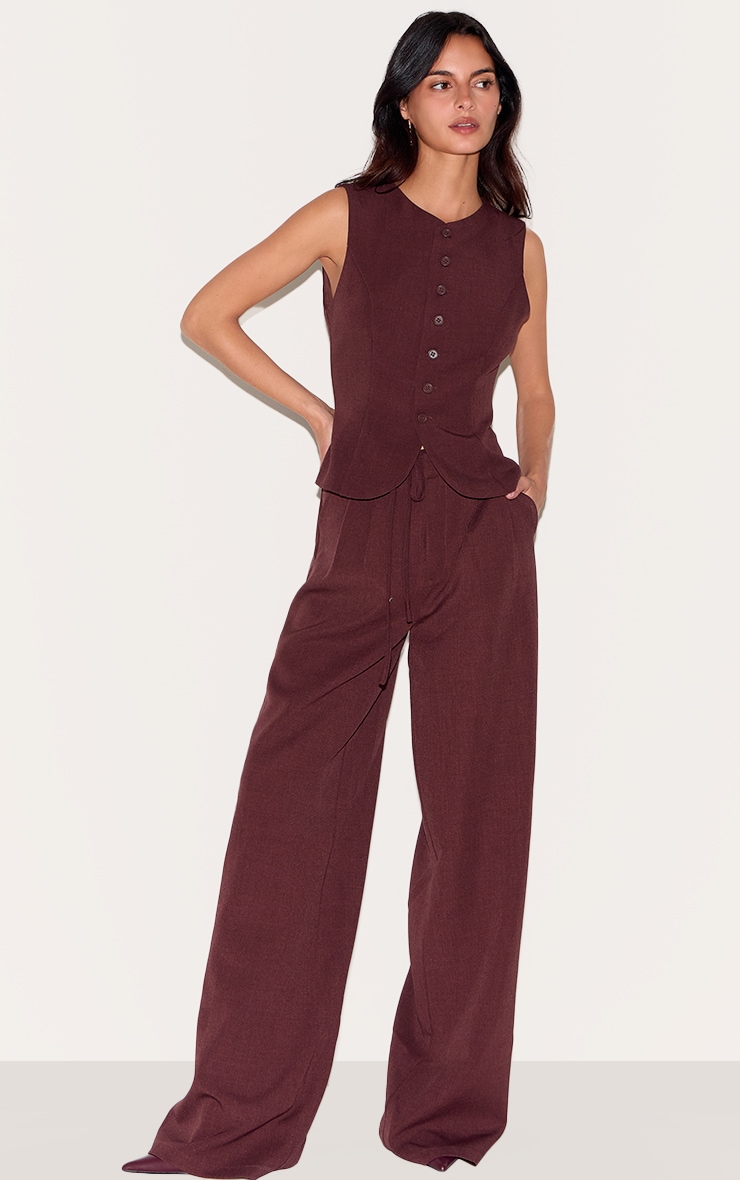 Gilet de tailleur tissé rouge vin image 3