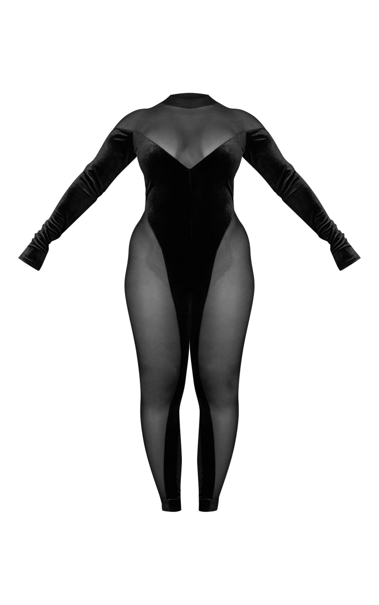 Shape Black Velvet Insert Long Sleeve Jumpsuit Shape PLT KSA