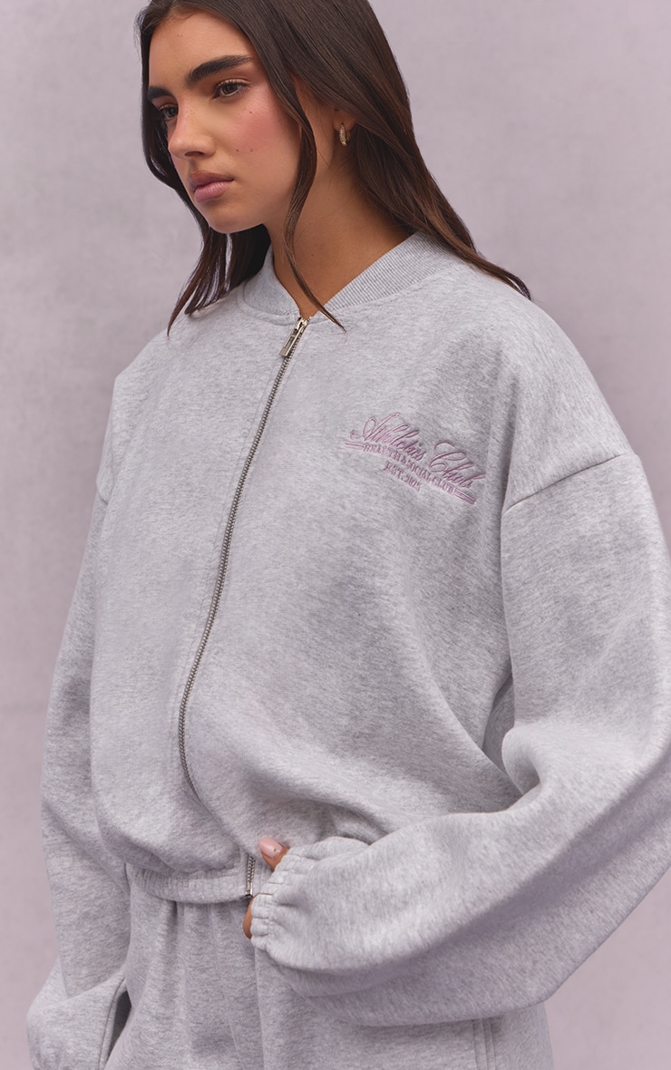 Ash Grey Athletics Club Cotton Fleece Bomber Jacket image 4