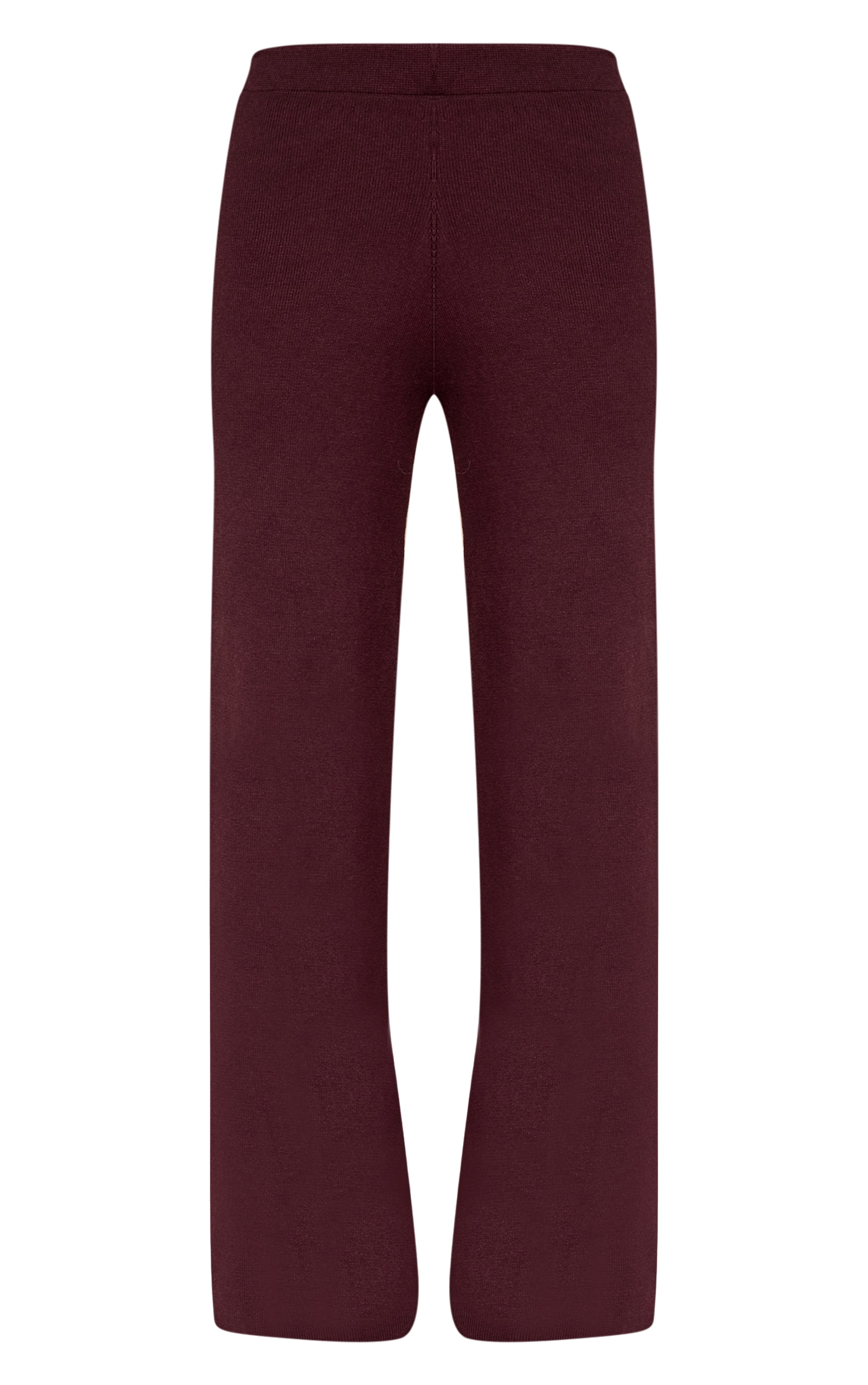 Chocolate Ribbed Knitted Wide Leg Pants image 5