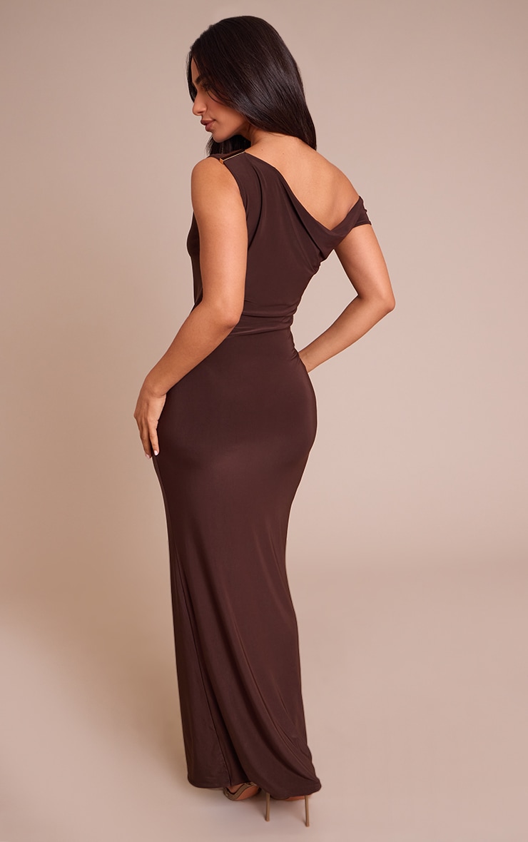 Petite Robe longue chocolat à empiècement image 2
