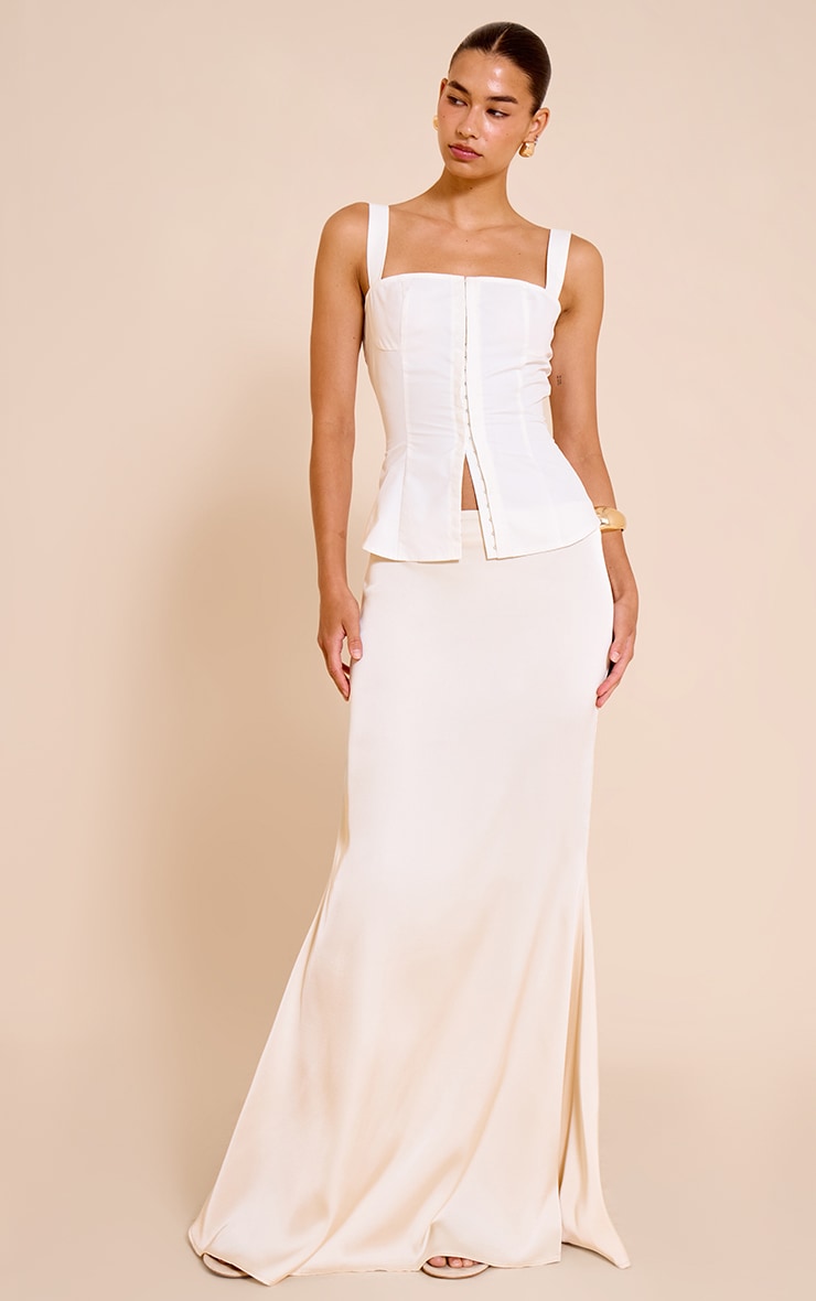 Ecru Hook And Eye Strappy Longline Top image 3