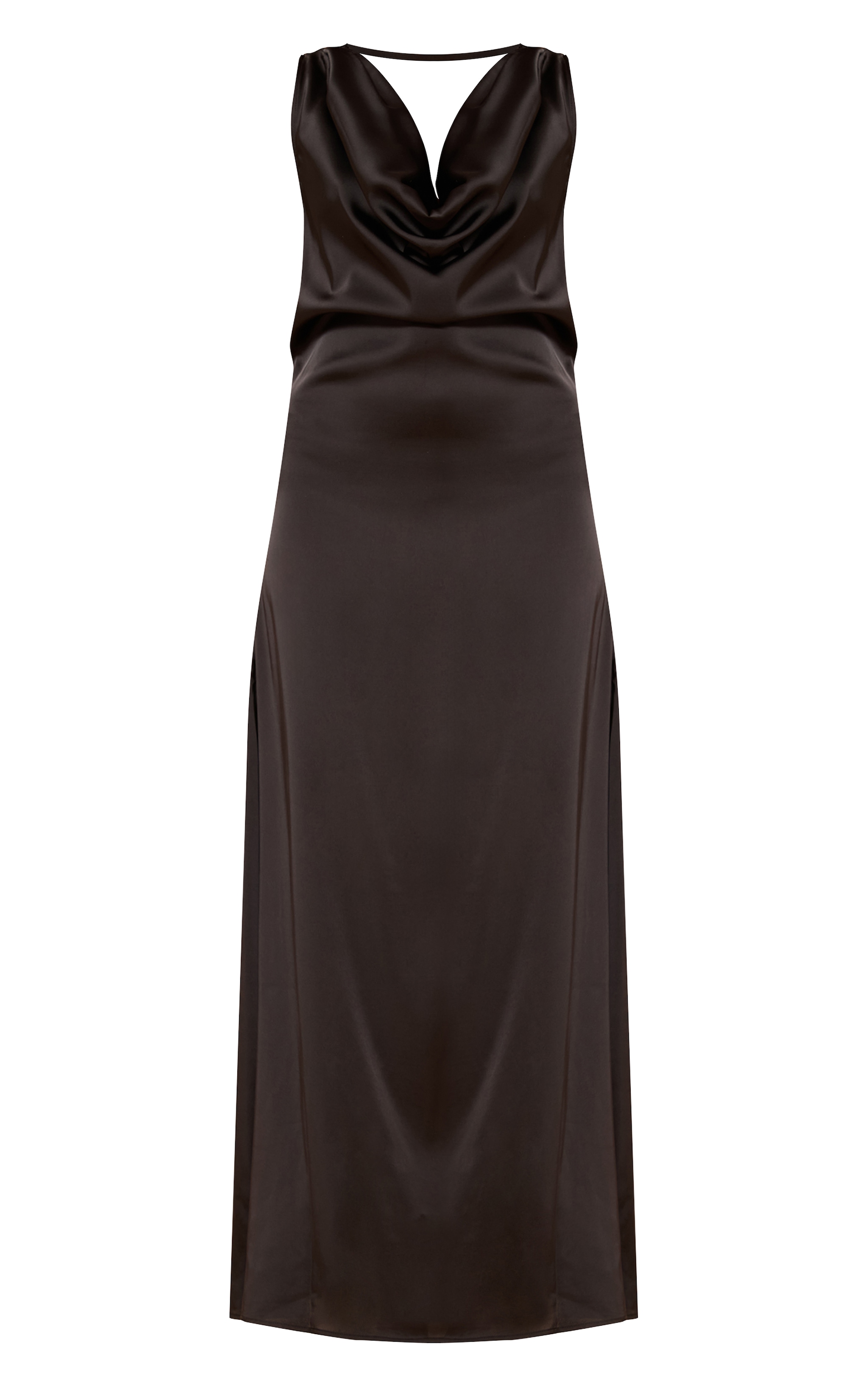 Black Satin Extreme Cowl Maxi Dress image 5