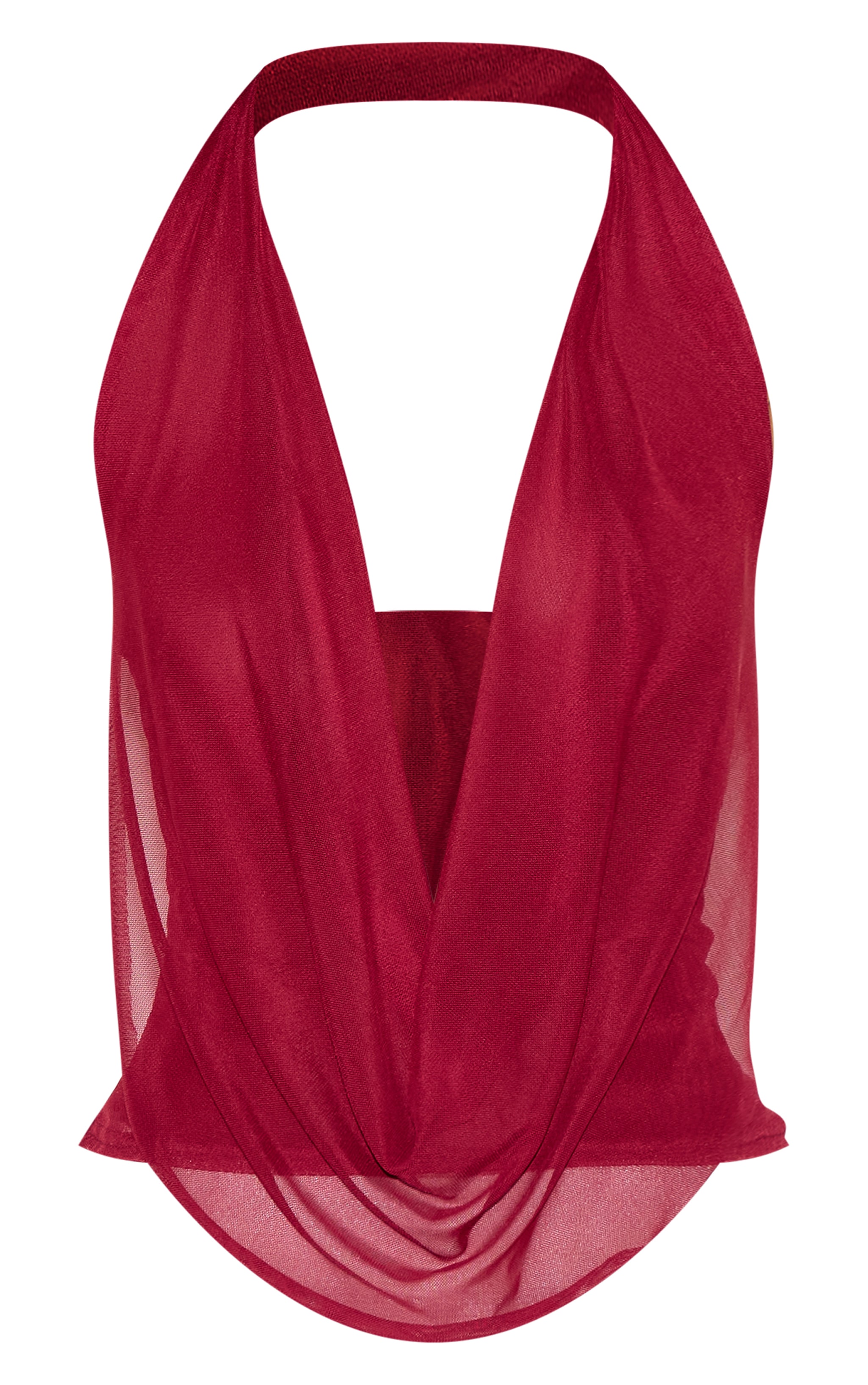 Deep Red Mesh Halter Neck Top image 5