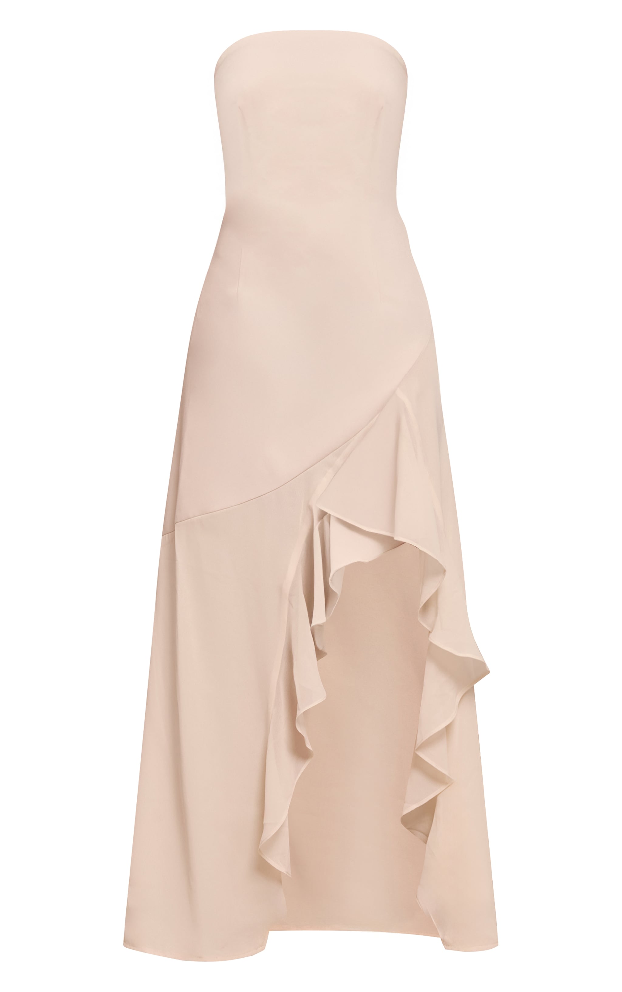 Petite Robe bustier asymétrique beige à volants image 5