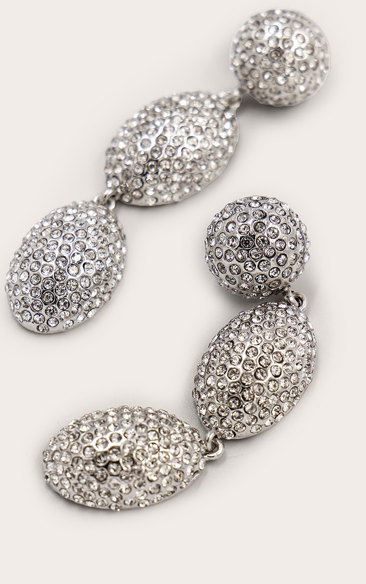 Boucles d'oreilles drapées argentées à strass effet bulles image 3
