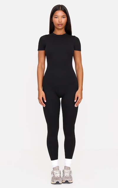 Combinaison moulante en Sculpt noire à manches courtes