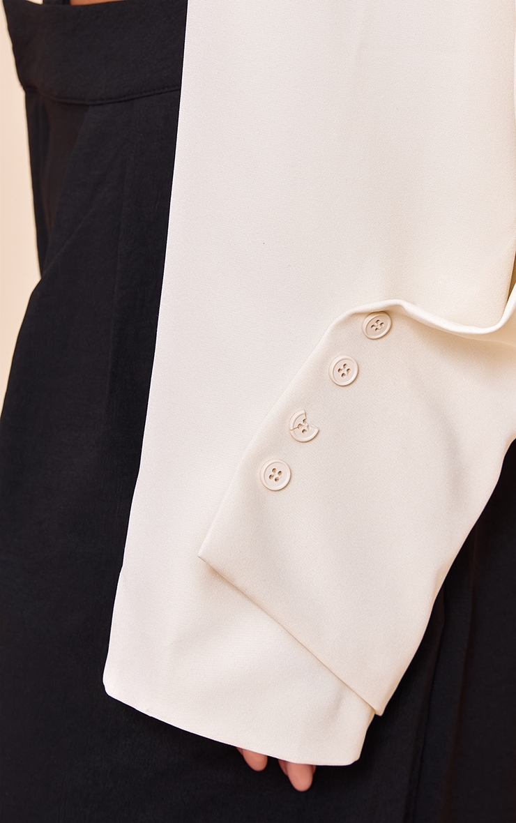 Veste courte Coupe Crème Cintrée à Manches Plissées et Taille Ajustable image 4