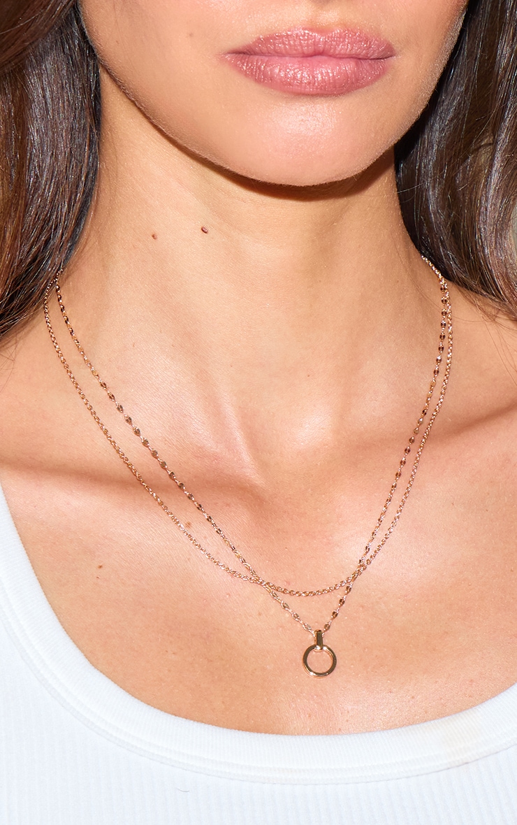 Gold Delicate Cut Out Circle Layered Necklace image 3