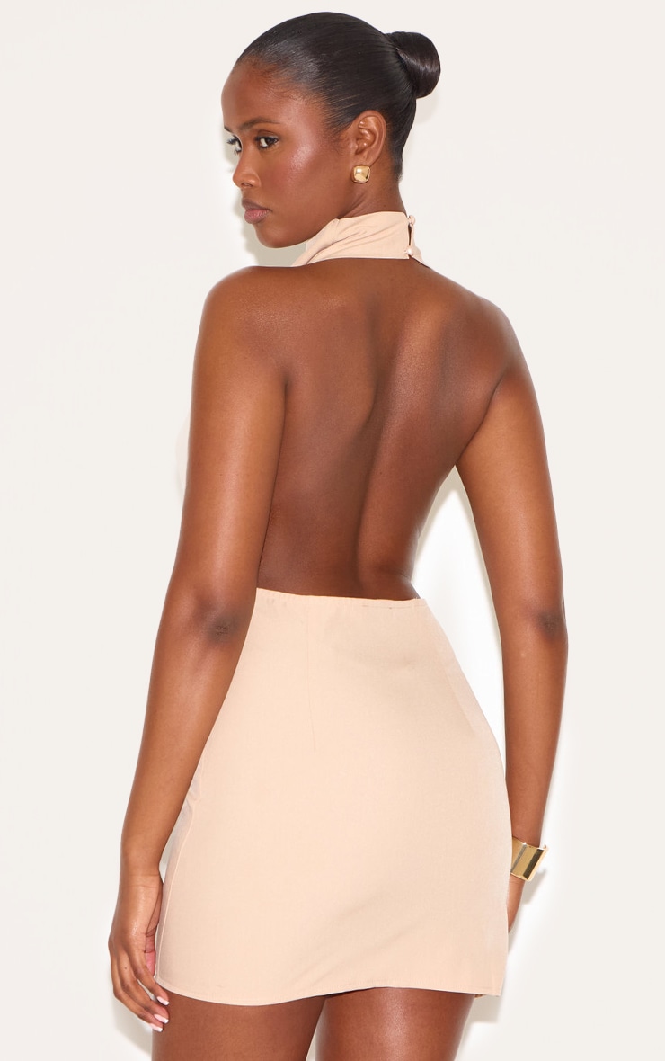 Natural High Neck Cowl Backless Bodycon Dress image 2