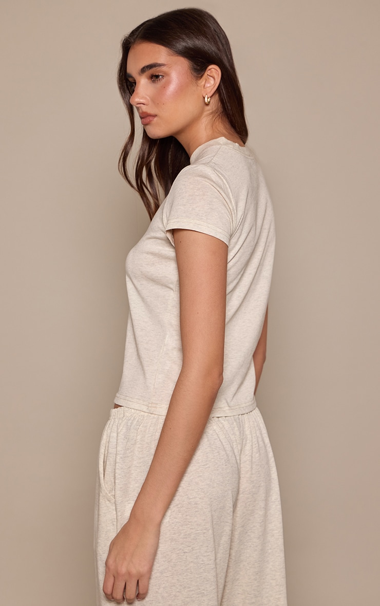 Grey Marl Soft Textured Relaxed Short Sleeve T-Shirt image 2