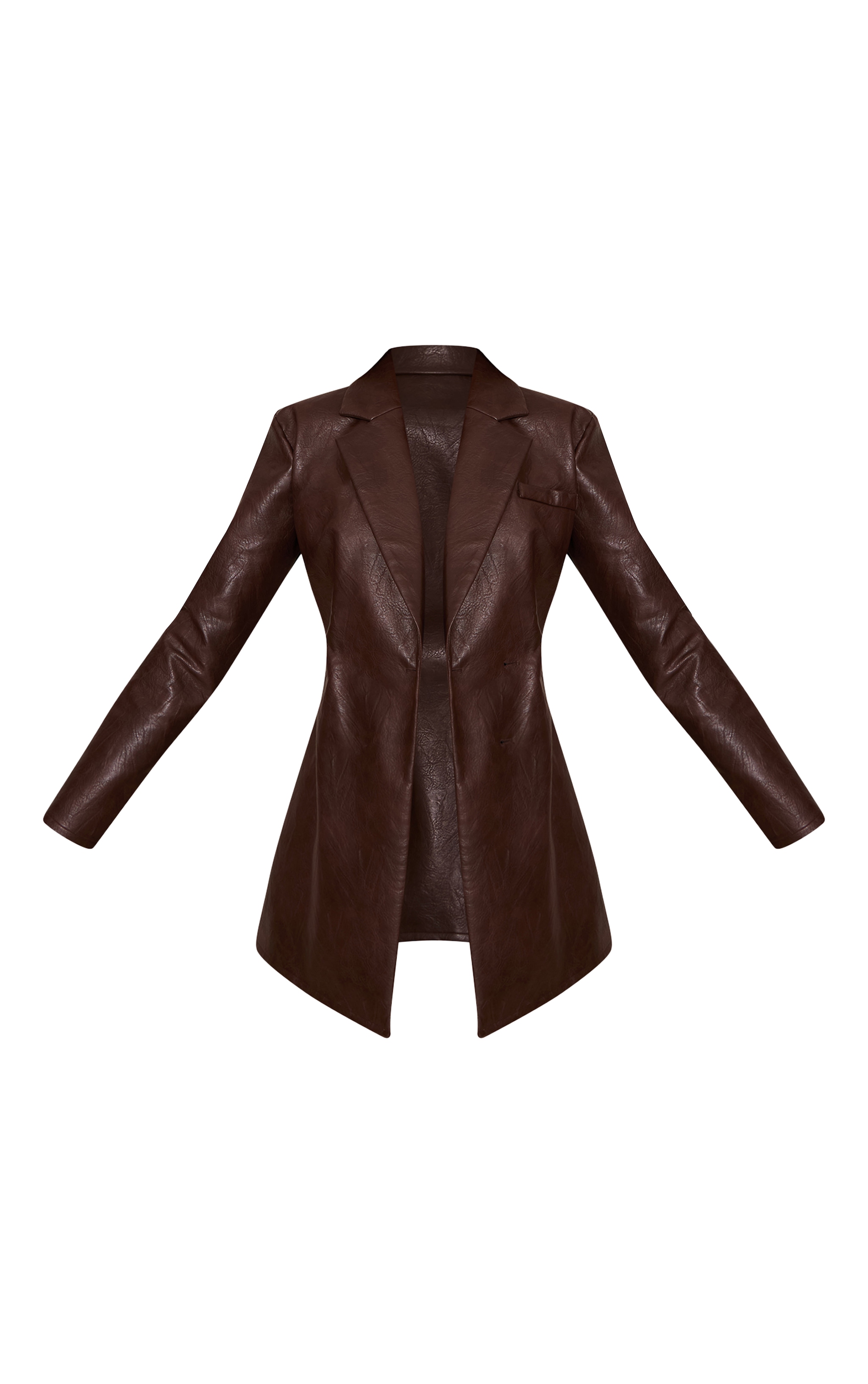 Brown Croc Faux Leather Blazer Dress image 5