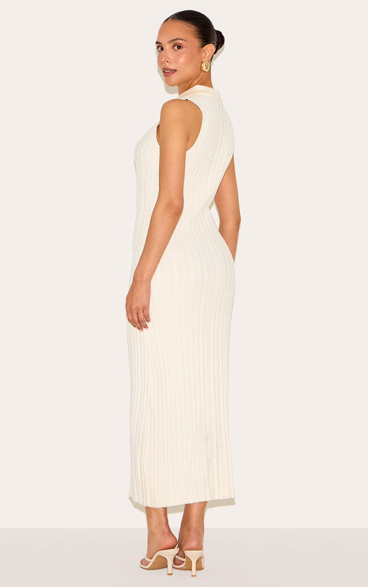 Petite Cream Knitted Button Down Maxi Dress image 2