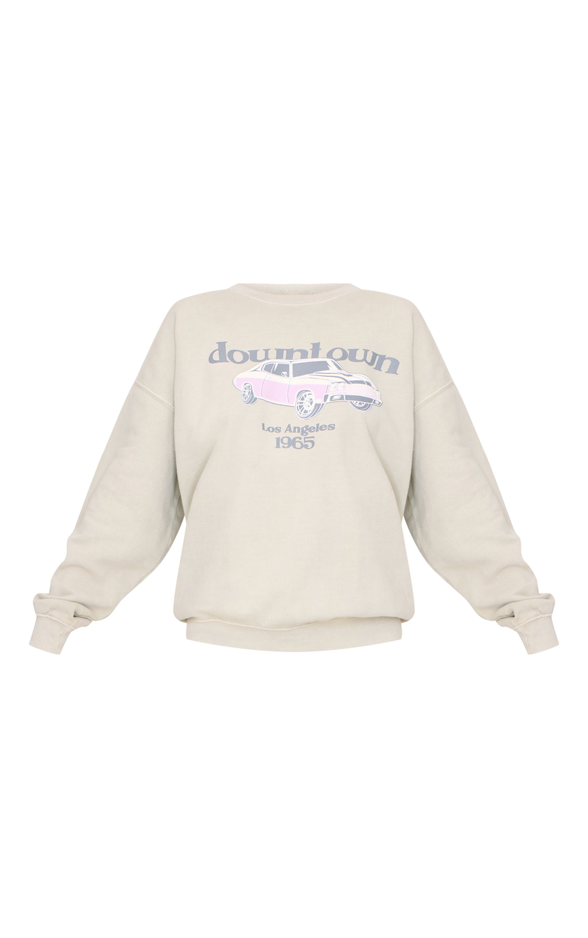 Stone Washed Downtown Car Printed Sweatshirt image 5