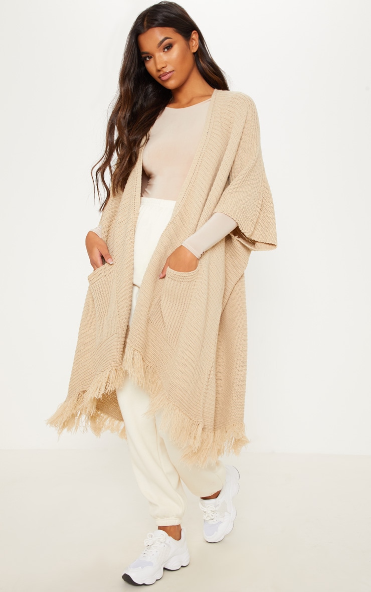 Stone Tassel Knitted Cape Cardigan image 1