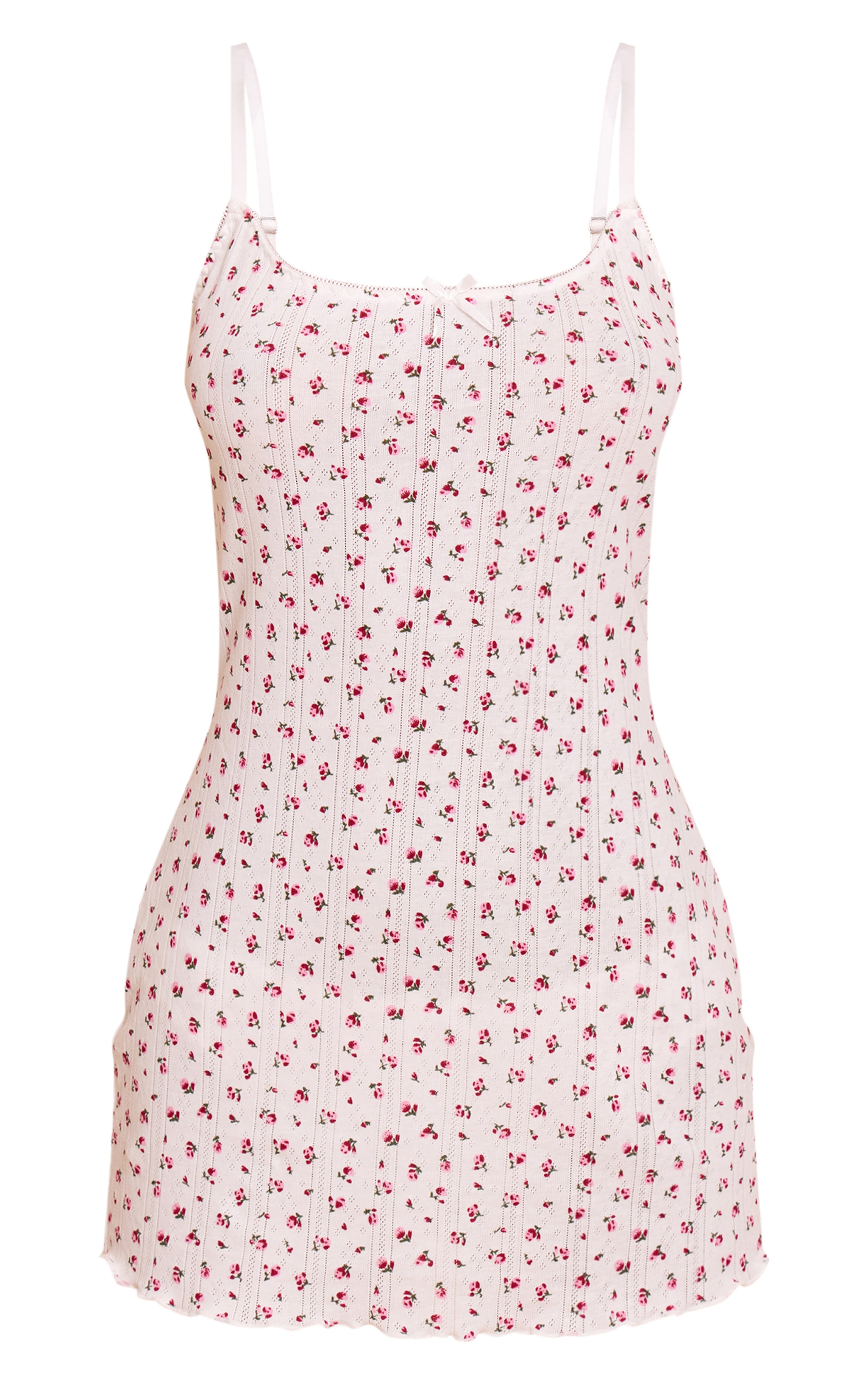 White Ditsy Pointelle Mini Pajama Dress image 5