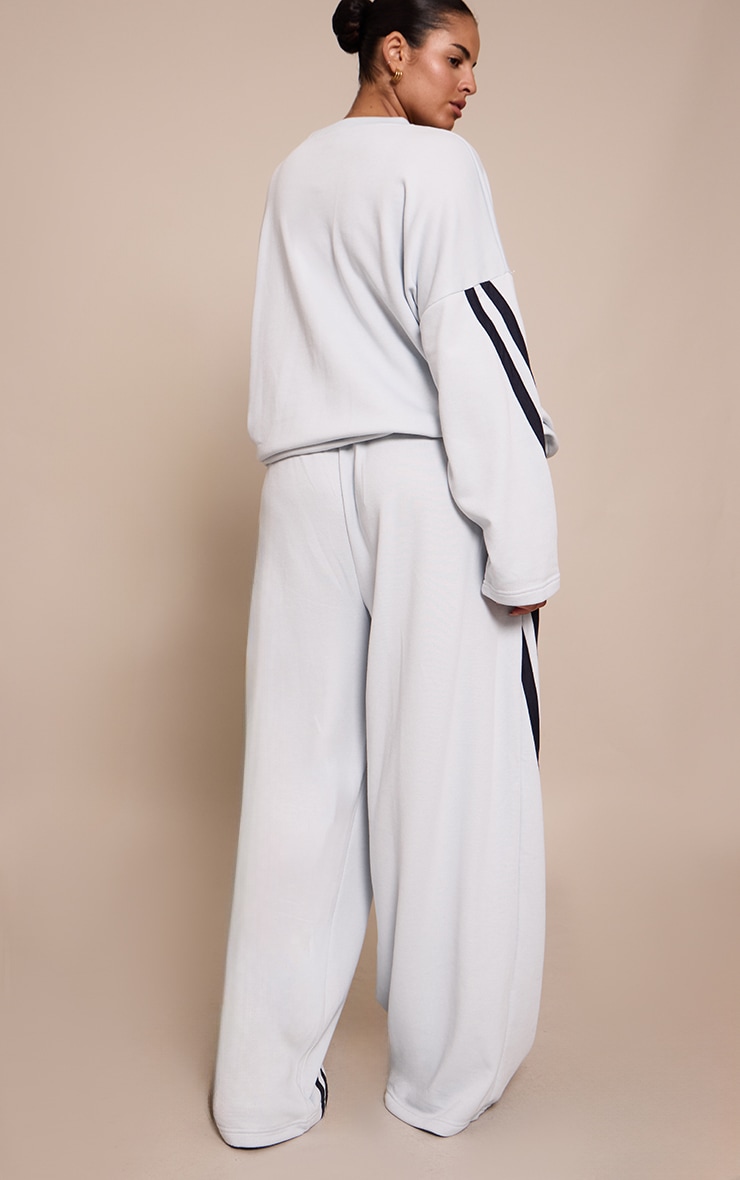 Plus Blue Contrast Striped Wide Leg Sweatpants image 3