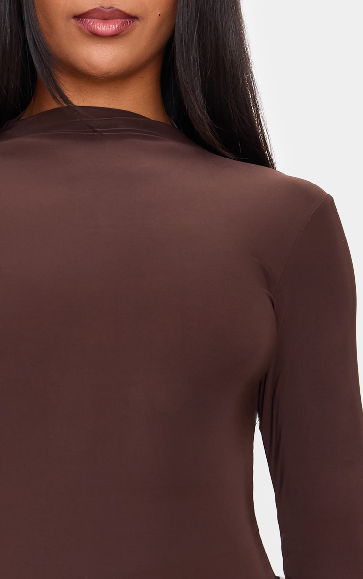 Chocolate Slinky High Neck Long Sleeve Bodysuit image 4
