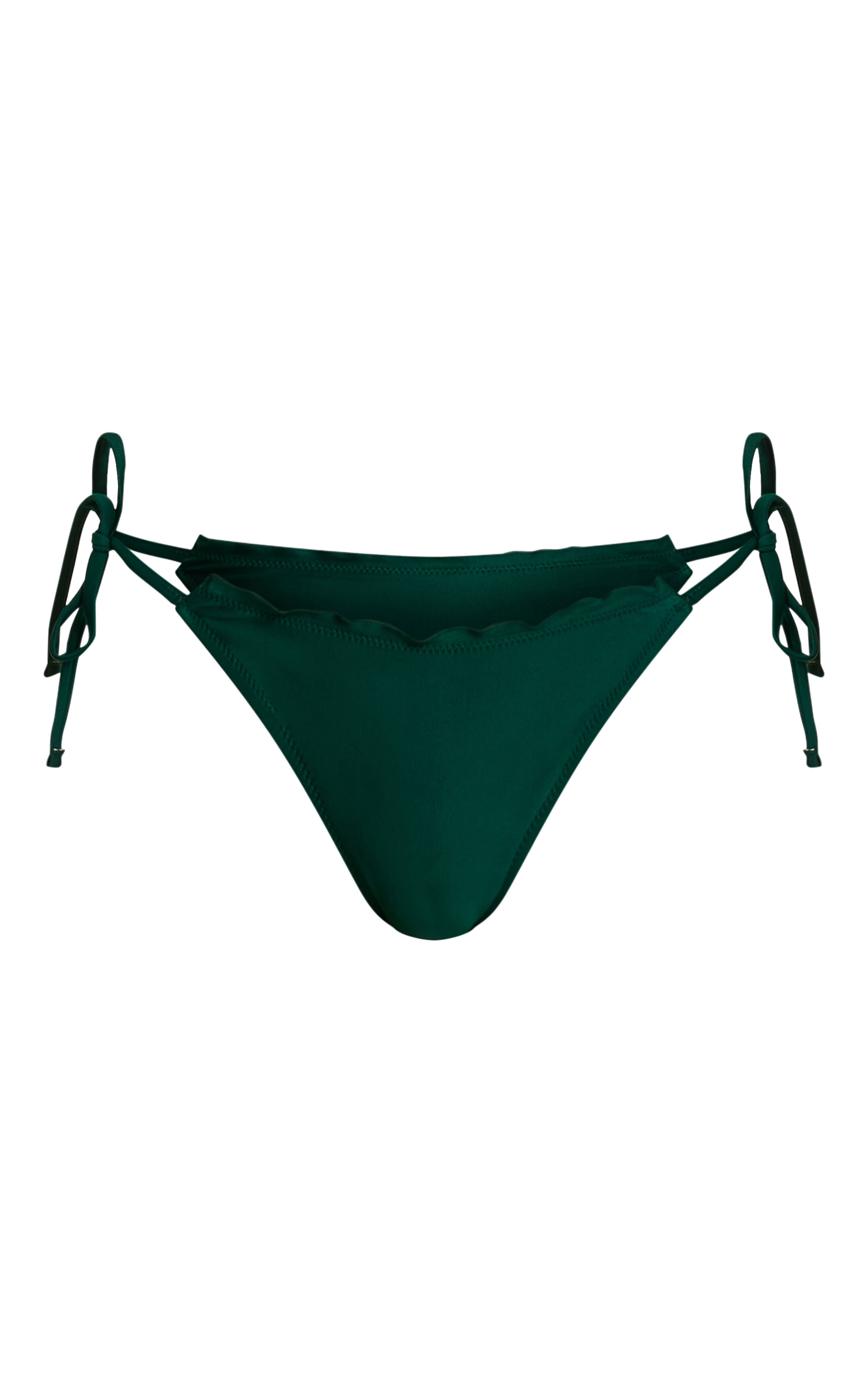 Bas de maillot de bain vert noué sur les côtés à bordure volantée image 5