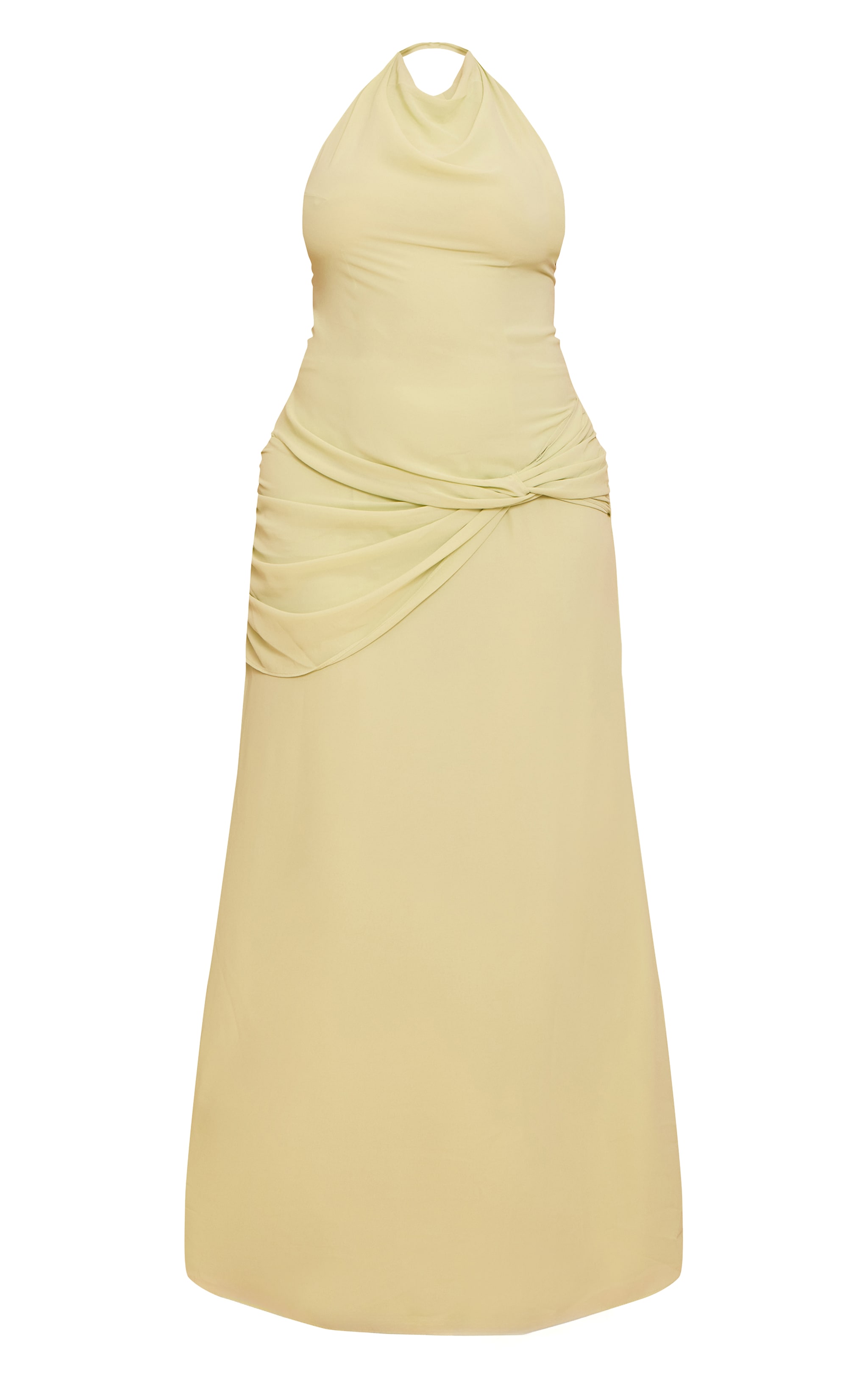 Plus Pale Lime Chiffon Twist Detail Maxi Dress image 5