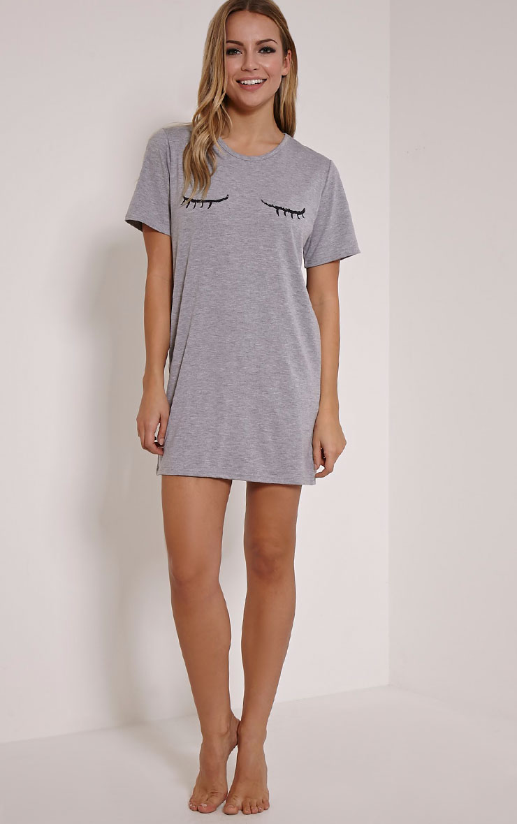 Eyelashes Grey Oversized Nightshirt PrettyLittleThing