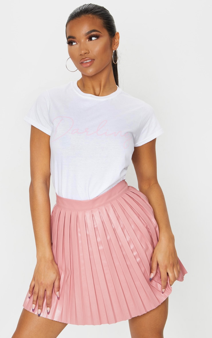 White Darling Printed Fitted T Shirt
