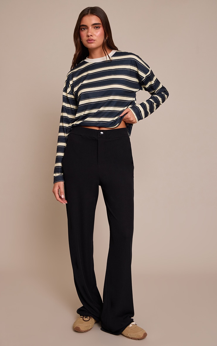 Black Boyfriend Style Wide Leg Pants image 1