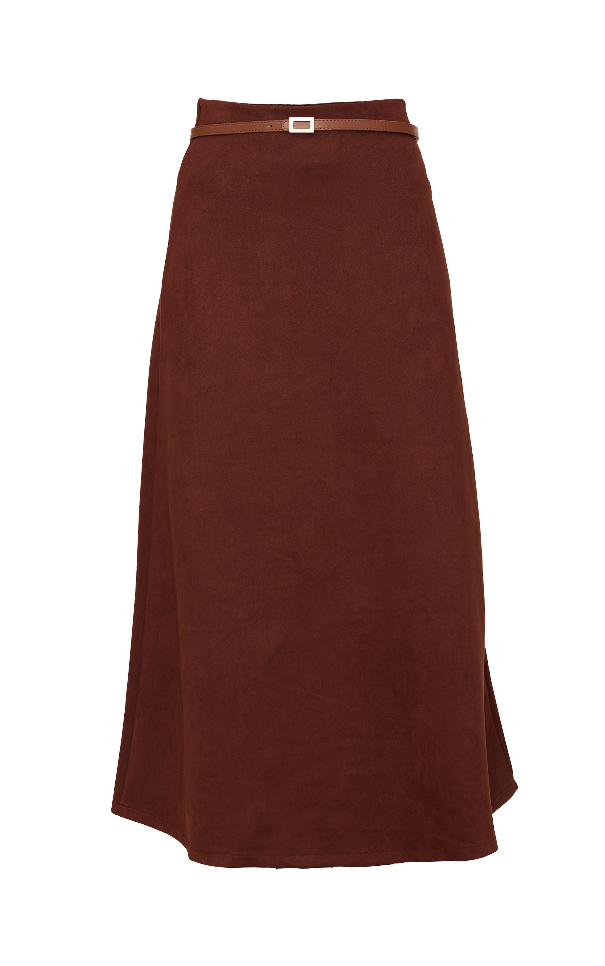 Chocolate Faux Suede Flippy Maxi Skirt image 5