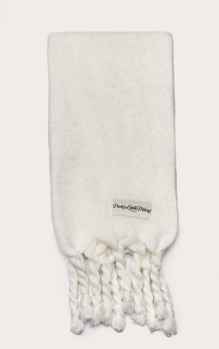Cream Cream Logo Tab Fuzzy Blanket Scarf image 2