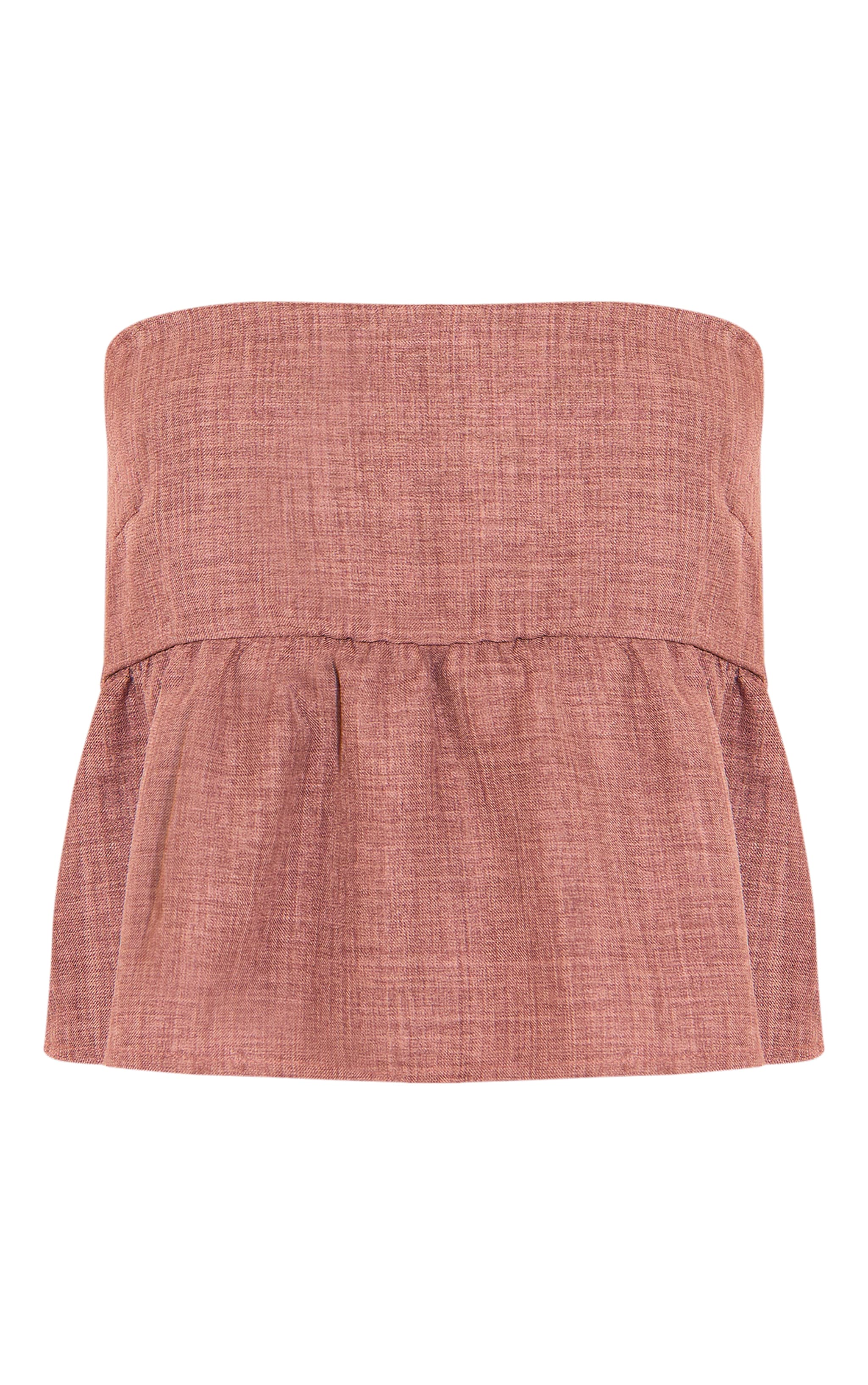 Brown Linen Look Floaty Bandeau Top image 1