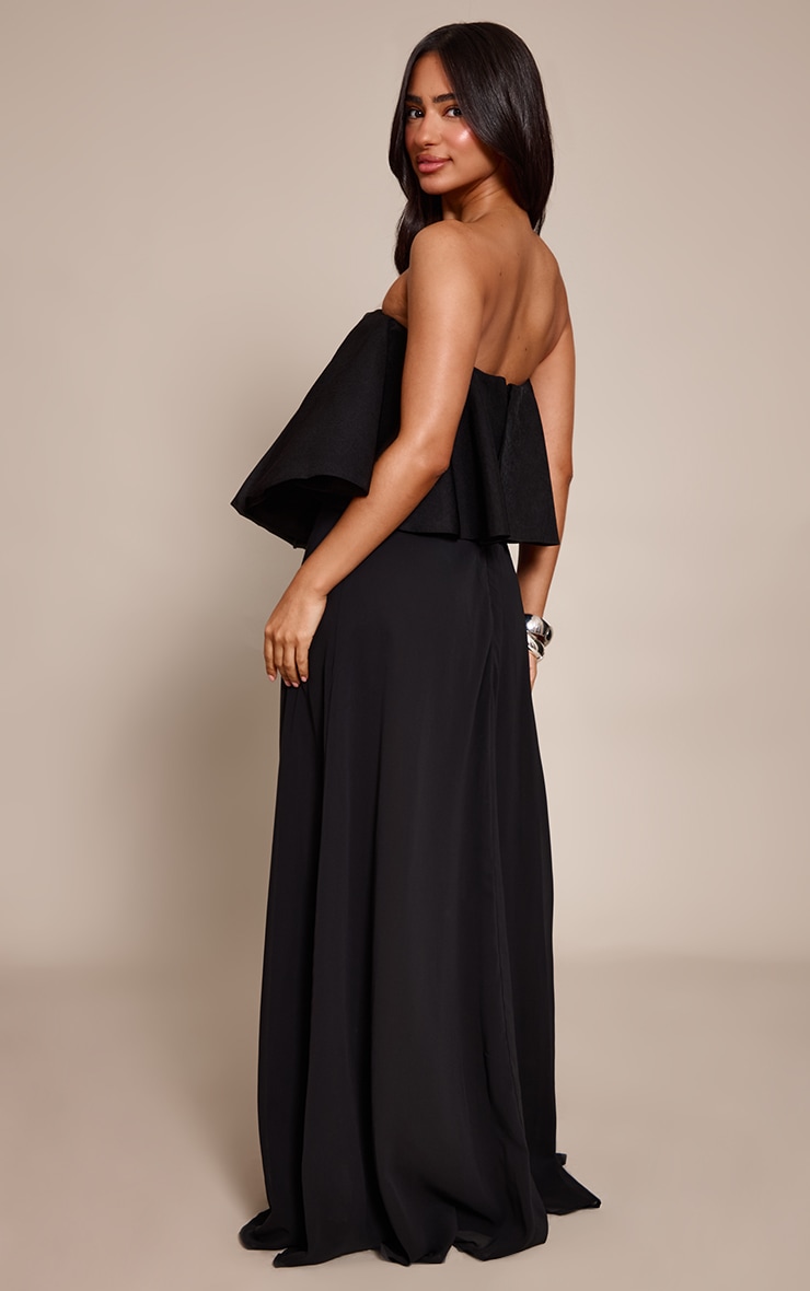 Petite Black Frill Detail Halterneck Maxi Dress image 2