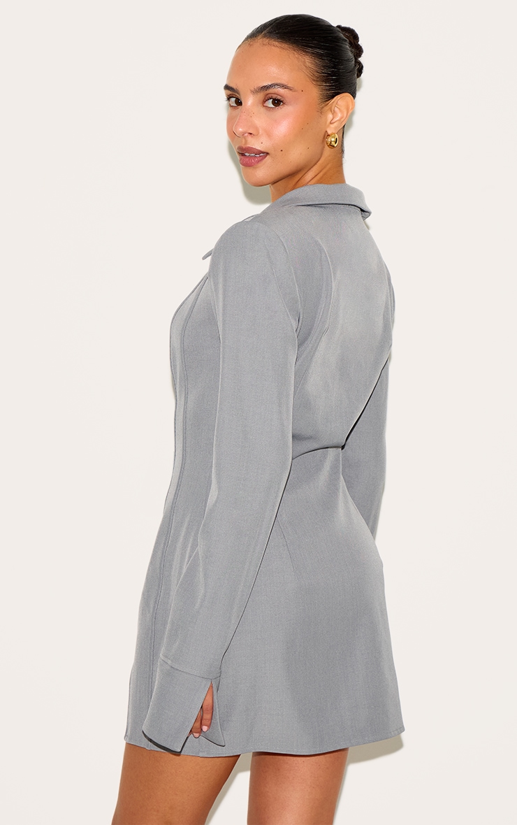 Petite Charcoal Tailored Woven Seam Detail Blazer Dress image 2