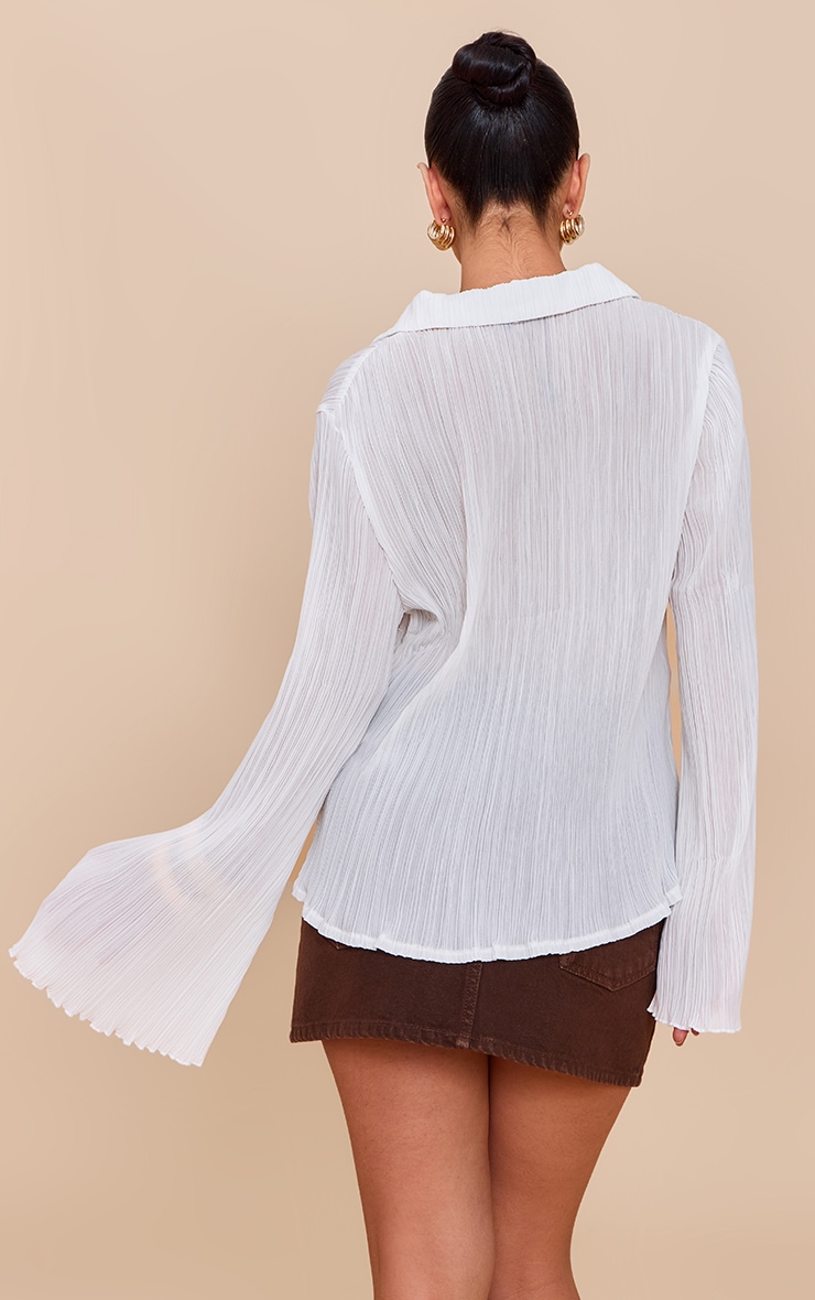 Chemise en mousseline de soie blanche transparente plissée image 2