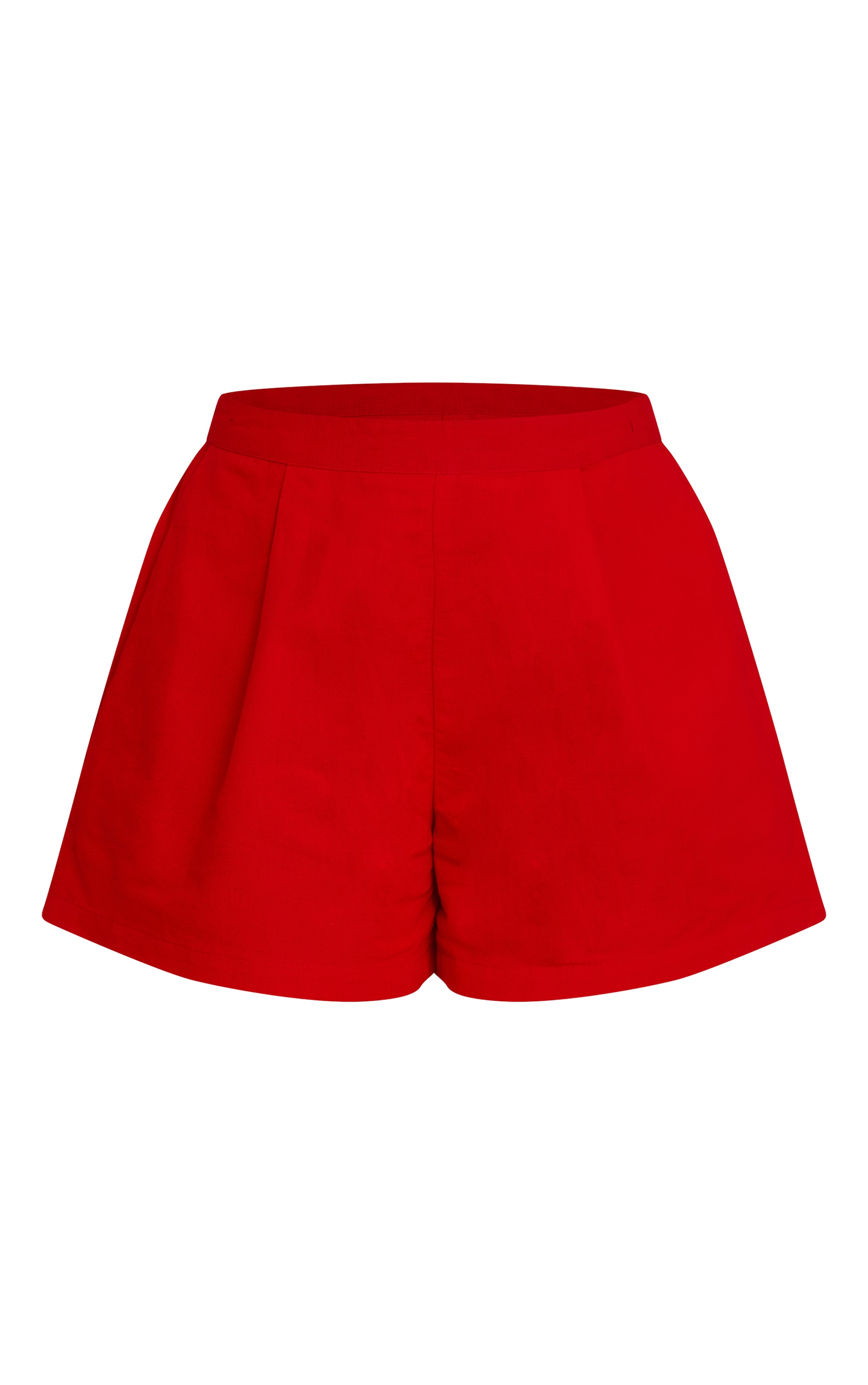 Tomato Red Linen Look Oversized Detail Floaty Short image 6