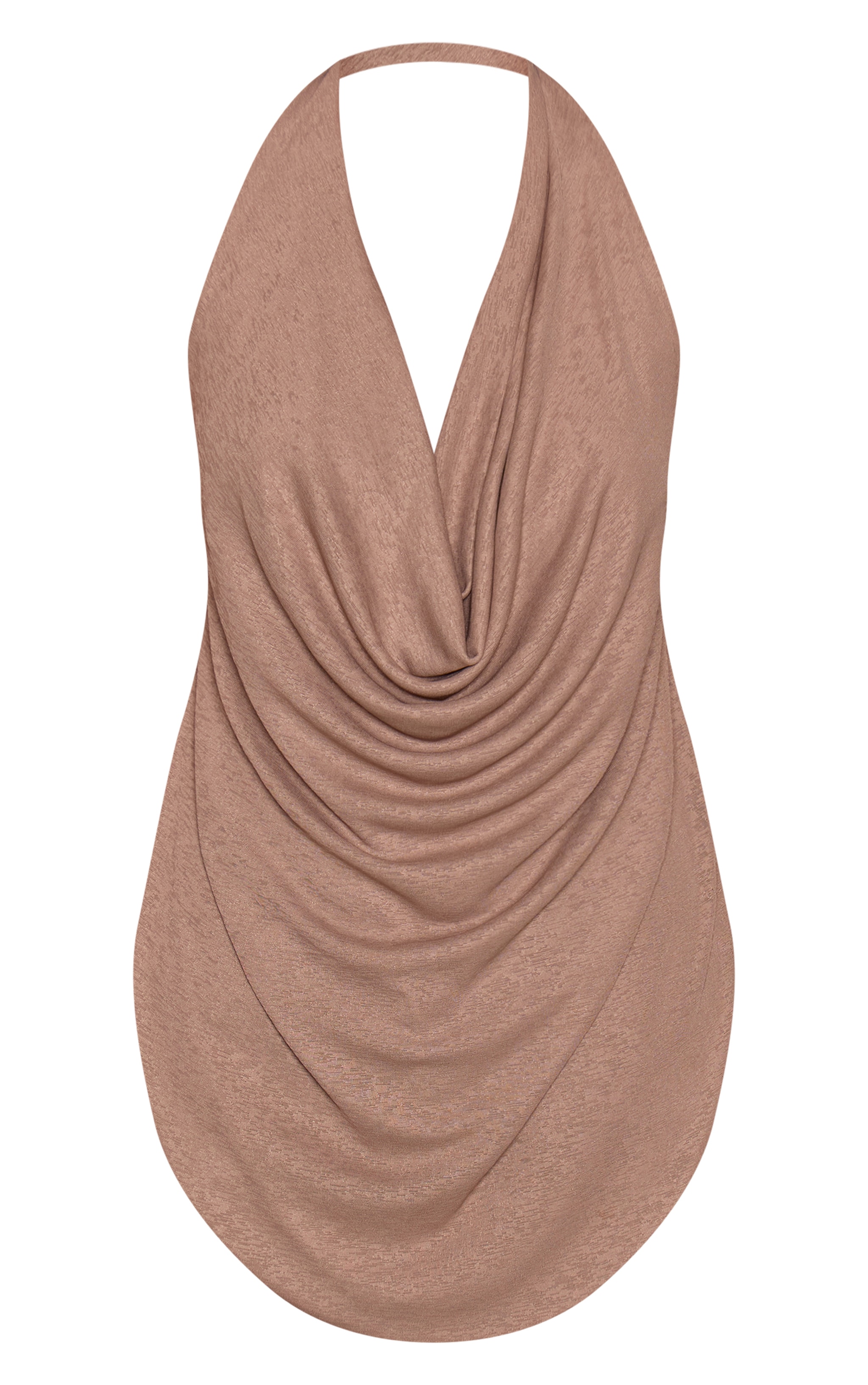 Taupe Burnout Mesh Extreme Cowl Neck Longline Top image 5